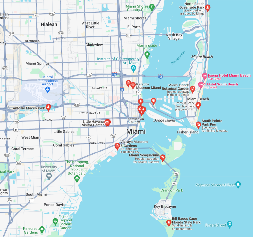 Attractions and destinations near Miami International Airport